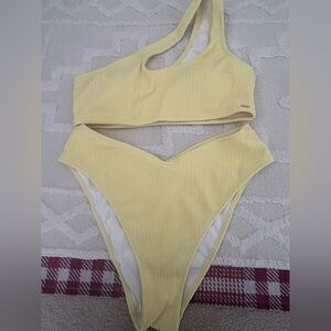 Yellow Textured Bikini Set from PINK